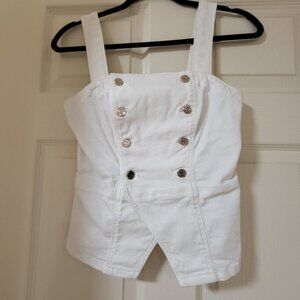 White House Black Market White Denim Button Front Detail Bustier Top size 0